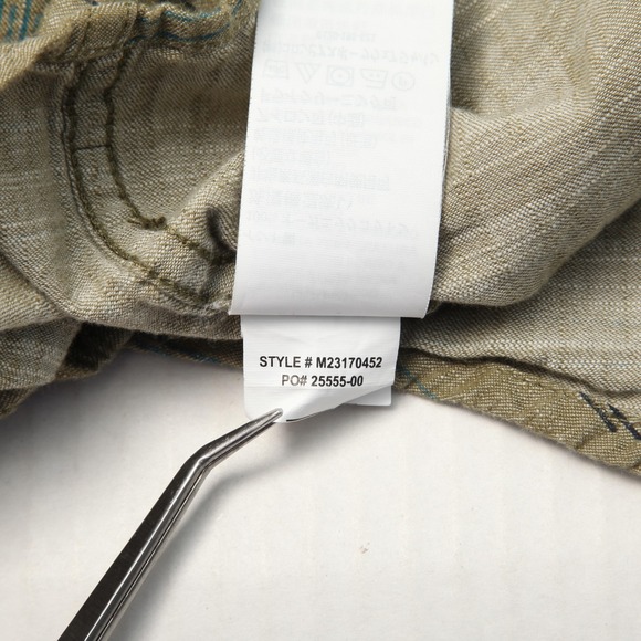 prAna Shirt Mens Medium Olive Stripe Button Down Organic Cotton Long Sleeve - Picture 6 of 11